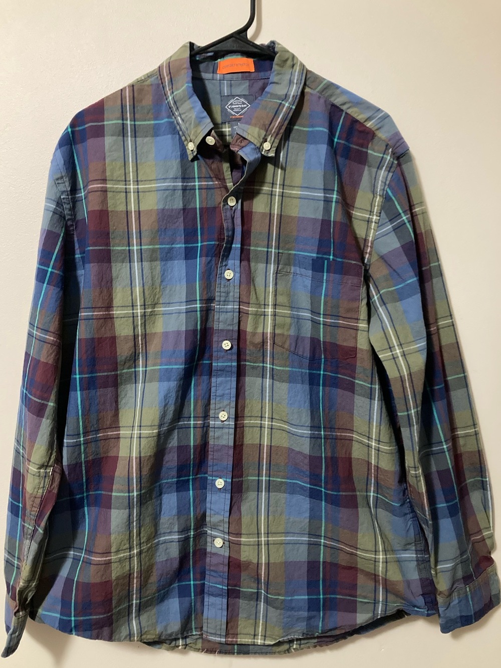 St. John's Bay Men's Long-Sleeve Plaid Button-Down